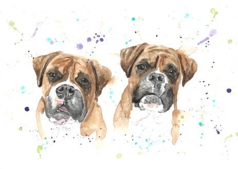 Katie Louise Art two dogs